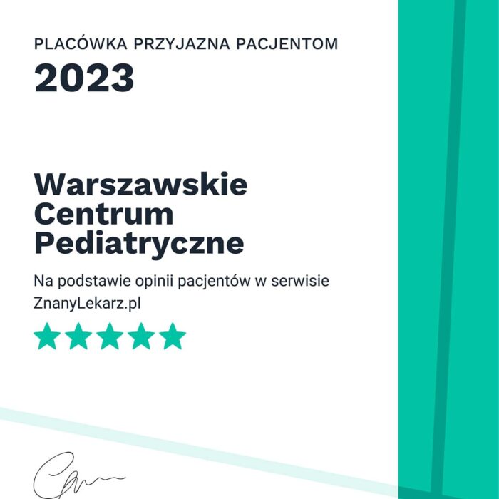 Placówka Przyjazna Pacjentom 2023 - Na podstawie opinii pacjentów w serwisie ZnanyLekarz.pl